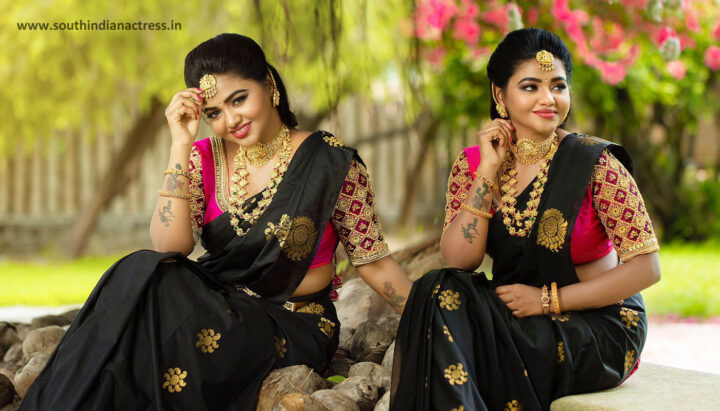 Shalu Shamu in bridal saree photoshoot stills