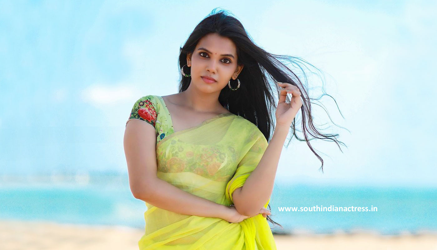 Tamil actress Shathiga in green saree pics
