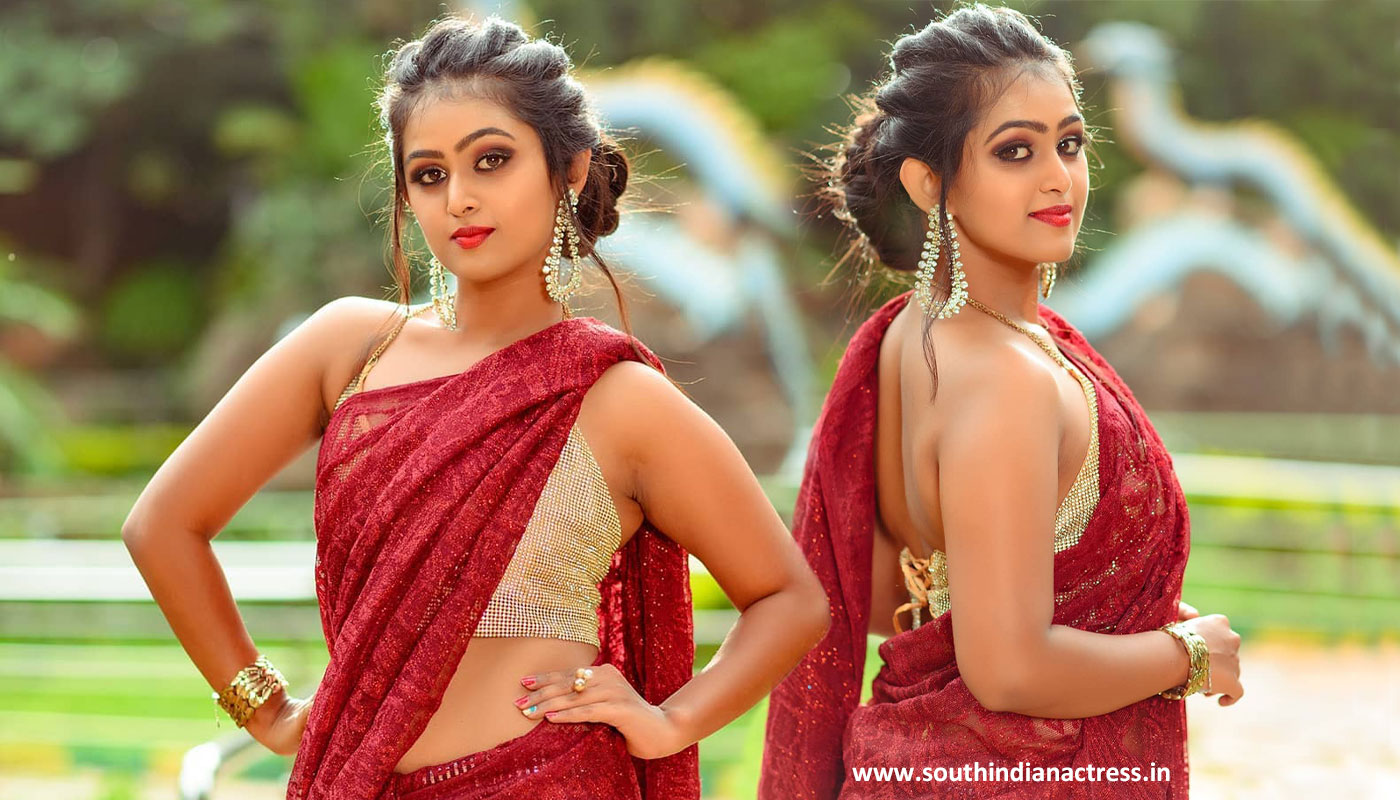 Kannada model Sonu Surabhi in red saree pics