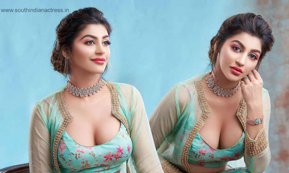 Yashika Aannand hot pics in Floral green lehenga