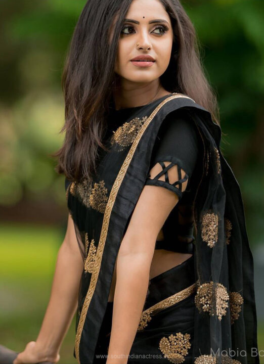 Actress Ayesha beautiful stills in black saree