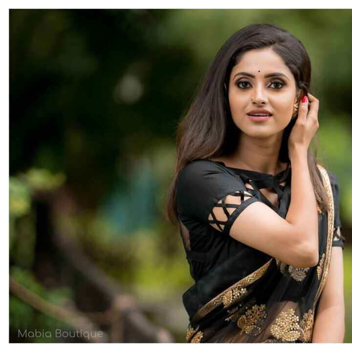 Actress Ayesha beautiful stills in black saree