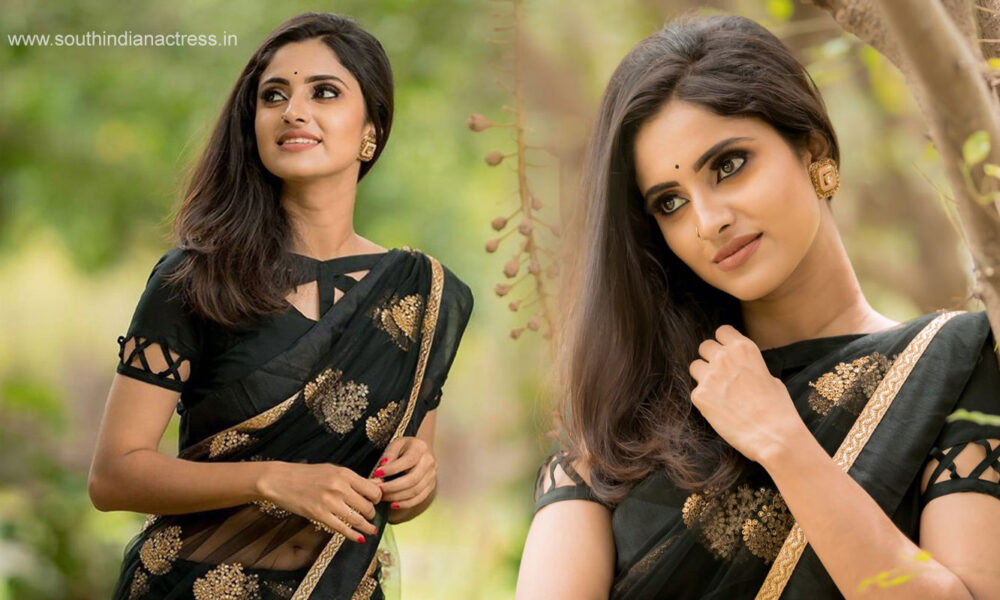 Actress Ayesha beautiful stills in black saree