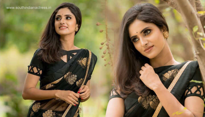 Actress Ayesha beautiful stills in black saree