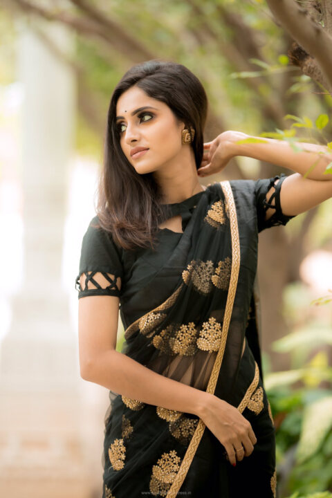 Actress Ayesha beautiful stills in black saree