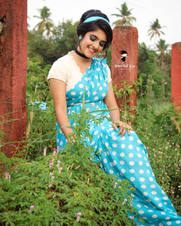 Meenakshi Dinesh recreating Cinderella in saree