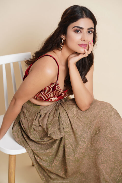 Priyanka Sharma stills in draped skirt and gangi blouse