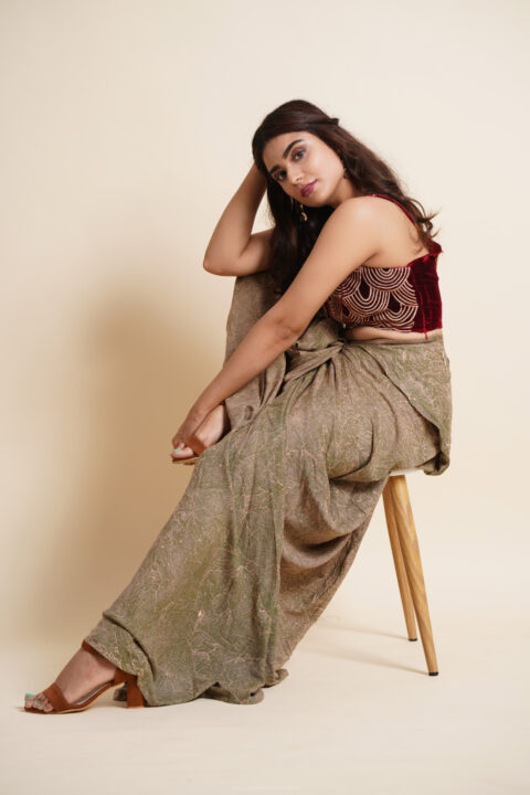 Priyanka Sharma stills in draped skirt and gangi blouse