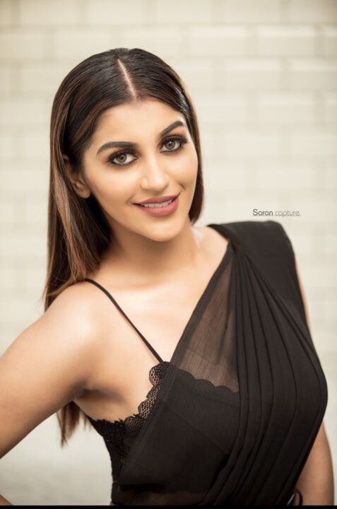 Yashika Aannand stills in belted black saree