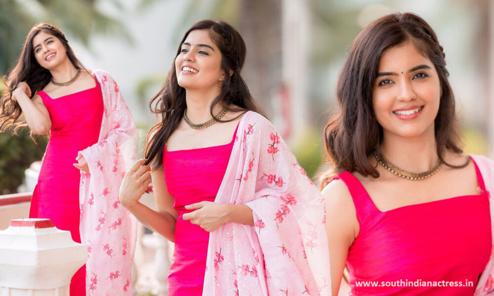 Amritha Aiyer beautiful stills in pink salwar
