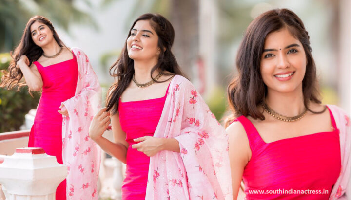 Amritha Aiyer beautiful stills in pink salwar