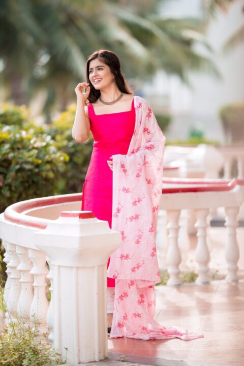 Amritha Aiyer beautiful stills in pink salwar