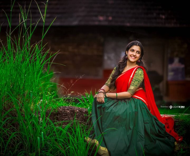 Malayalam actress Meenakshi Dinesh stills in half saree