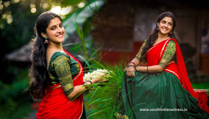 Malayalam actress Meenakshi Dinesh stills in half saree