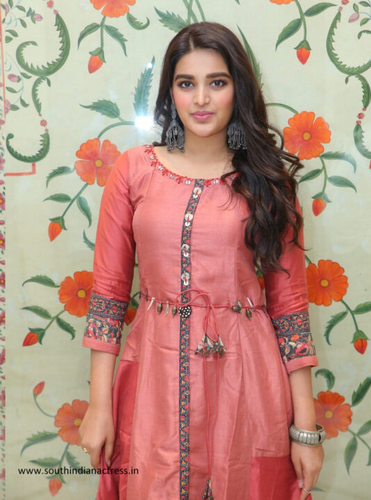 Nidhhi Agerwal cute stills at Kakatiya Fabrics 19 Teen Launch