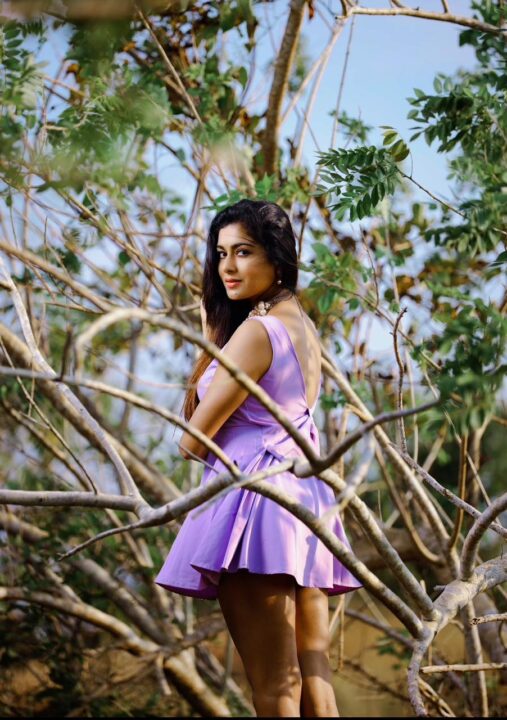 Akshatha Srinivas hot pics in Purple dress