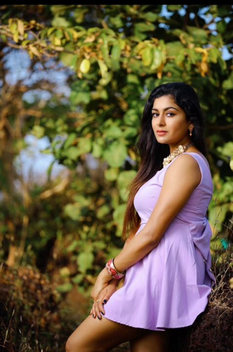 Akshatha Srinivas hot pics in Purple dress