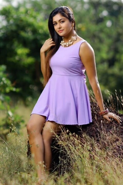 Akshatha Srinivas hot pics in Purple dress