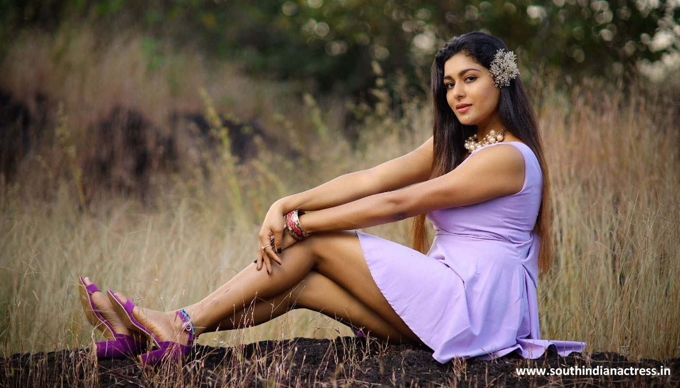 Akshatha Srinivas hot pics in Purple short dress