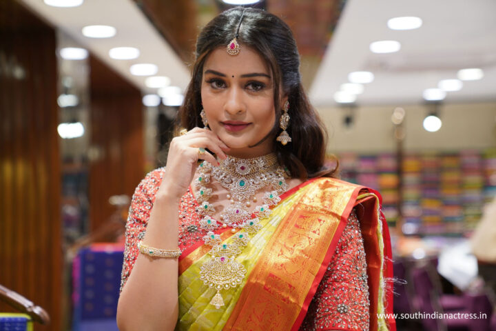 Payal Rajput in Kanchipuram silk saree still at Brand Mandir