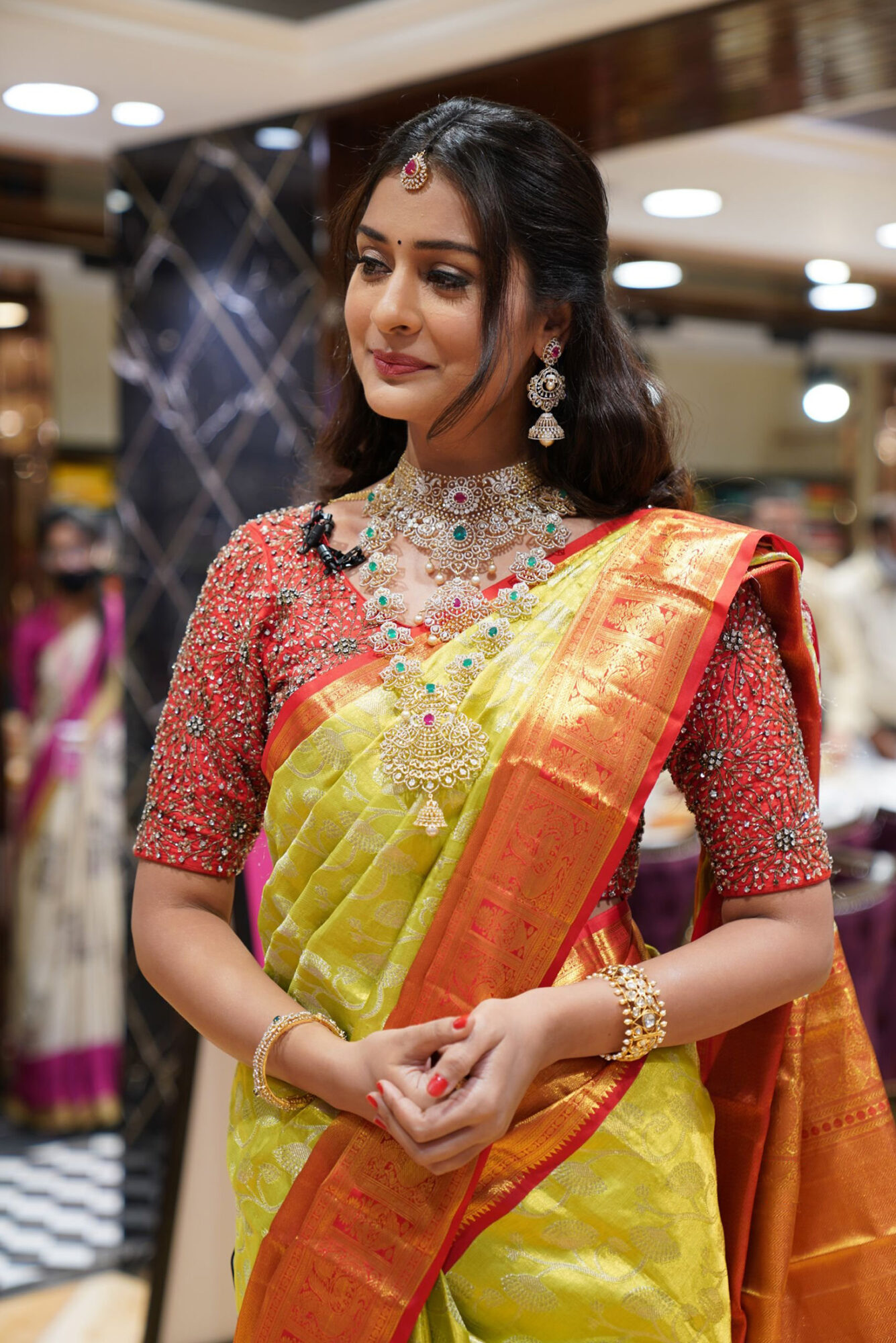 Payal Rajput in Kanchipuram silk saree still at Brand Mandir