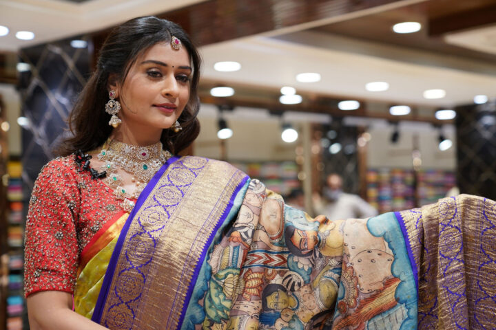 Payal Rajput in Kanchipuram silk saree still at Brand Mandir