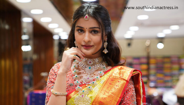 Payal Rajput in Kanchipuram silk saree still at Brand Mandir