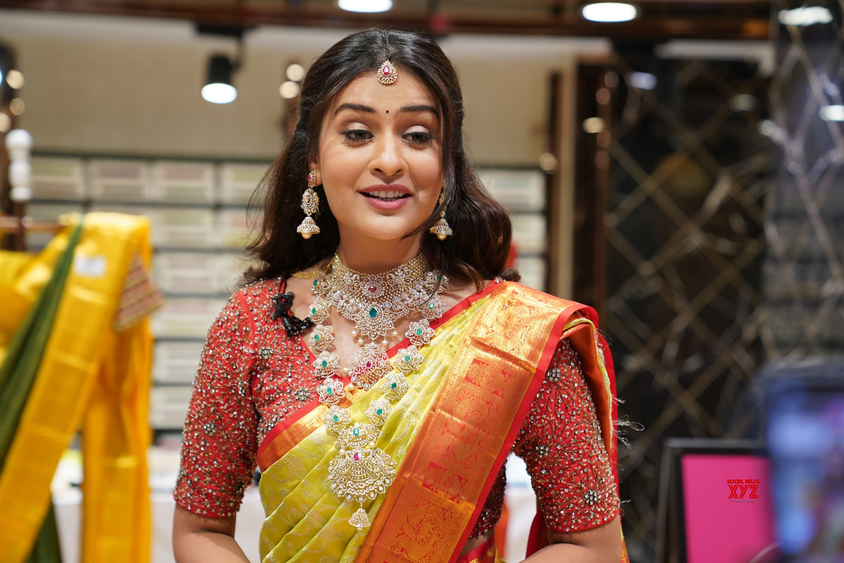 Payal Rajput in Kanchipuram silk saree still at Brand Mandir