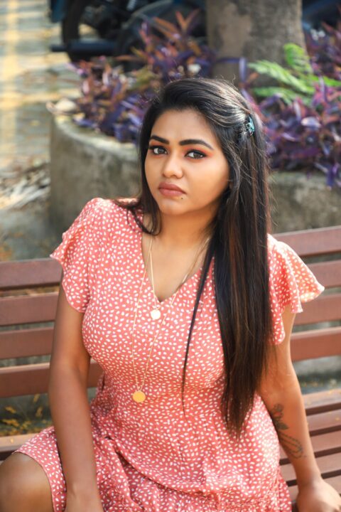 Shalu Shamu stills in pastel wrap tea dress