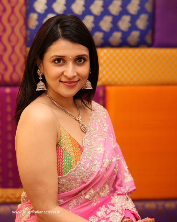 Mannara Chopra in saree stills at Wedding Collection Launch