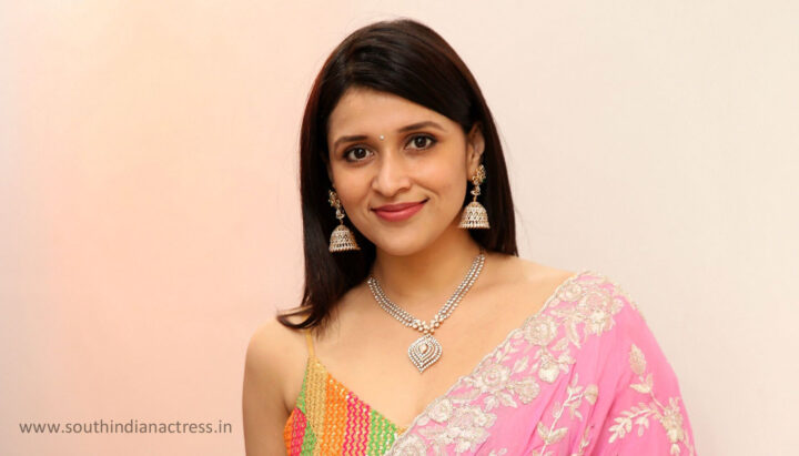 Mannara Chopra in saree stills at Wedding Collection Launch