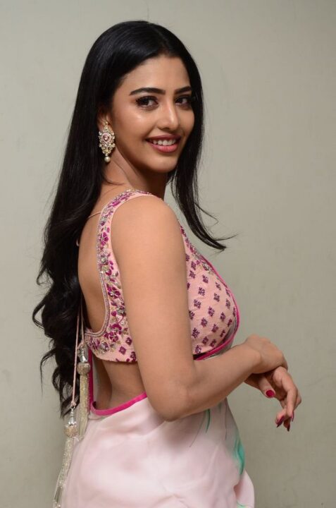 Daksha Nagarkar in saree stills at Zombie Reddy Movie Teaser Launch