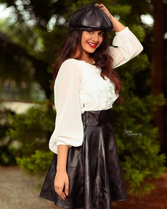 Sanjana Anand wearing leather dress