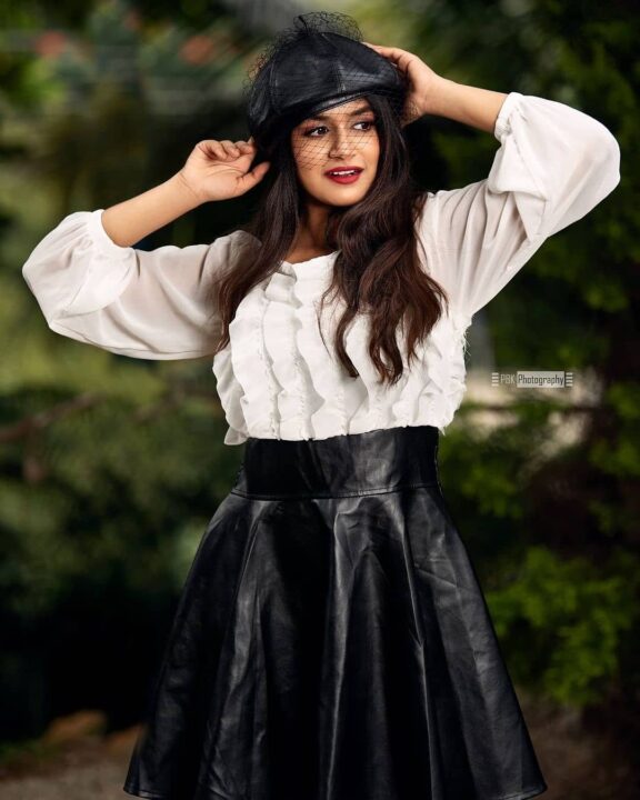 Sanjana Anand wearing leather dress