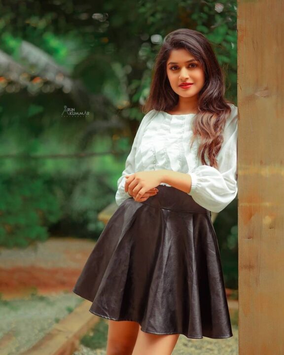 Sanjana Anand wearing leather dress