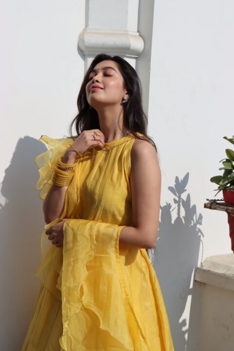 Digangana Suryavanshi in yellow outfit photos