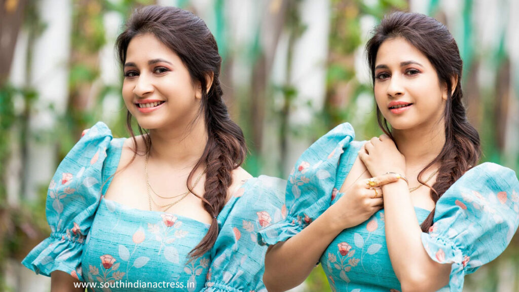 Manvita Kamath photoshoot stills in Baby Blue Jumpsuit
