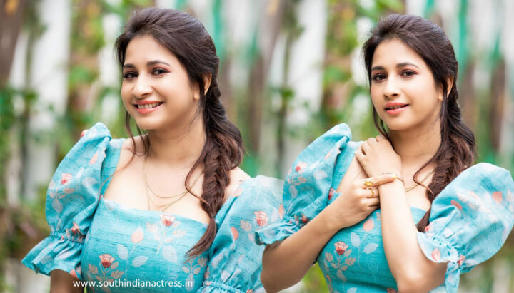 Manvita Kamath photoshoot stills in Baby Blue Jumpsuit