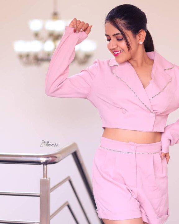 Harshitha Gowda latest photoshoot stills in pink outfit