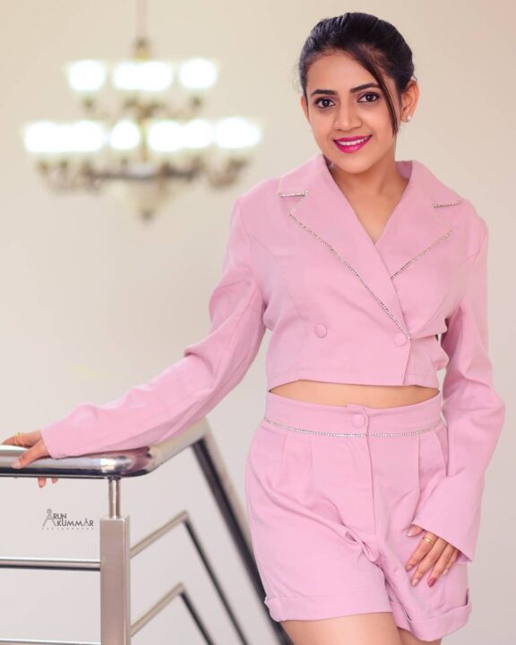 Harshitha Gowda latest photoshoot stills in pink outfit