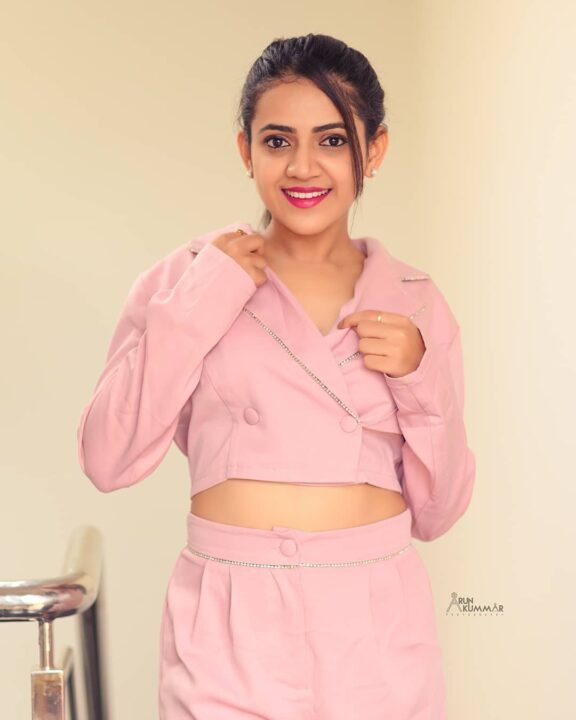 Harshitha Gowda latest photoshoot stills in pink outfit