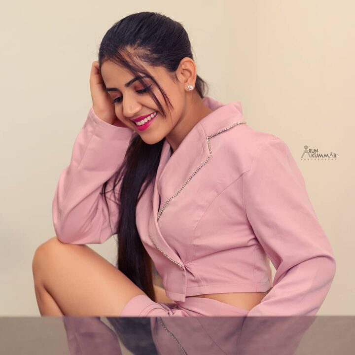 Harshitha Gowda latest photoshoot stills in pink outfit