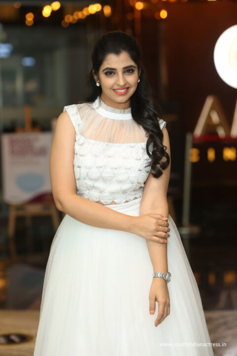 Anchor Syamala stills at Krack movie trailer launch