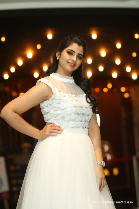 Anchor Syamala stills at Krack movie trailer launch