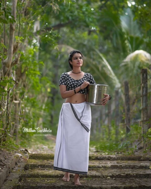Athira Jayachandran in traditional Kerala village outfit photos