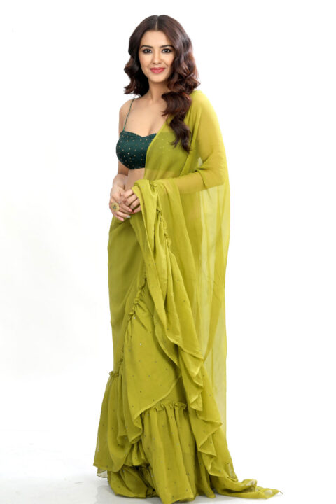 Malvika Sharma in Ruffle saree photos