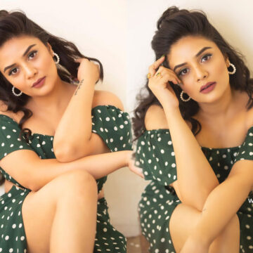 SreeMukhi stills in Polka Dots outfit