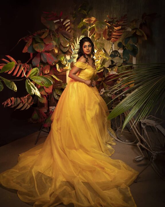 Ineya photoshoot stills in yellow gown