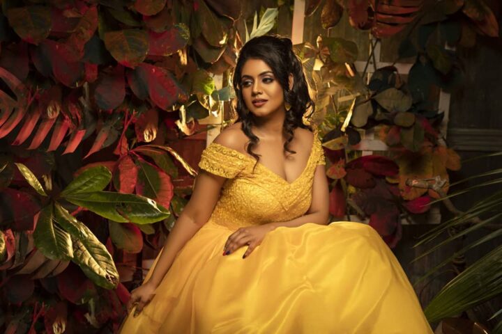Ineya photoshoot stills in yellow gown