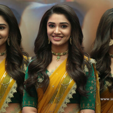 Krithi Shetty half saree stills at Uppena Movie Pre Release Event